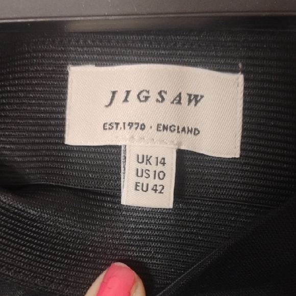 Jigsaw Asymmetrical Black Skirt with Subtle White Detail - Picture 2 of 5